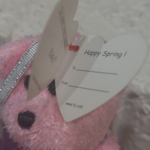 Ty Teenie Beanie "EGGS" Easter Sping Pink Bear 2001- 5" Classic Mini Collection - Picture 5 of 7